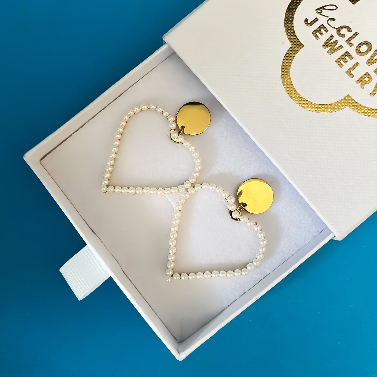 beSUMMER uhani okrogli HEART PEARLS