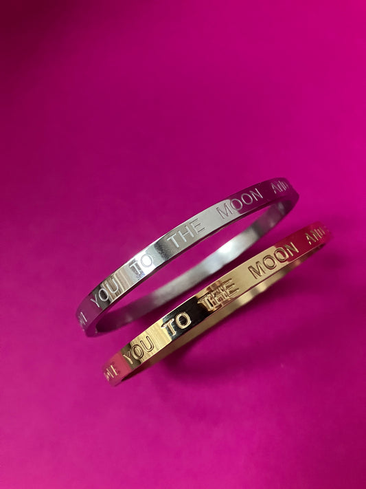 Bangle zapestnica I LOVE YOU TO THE MOON & BACK / večja