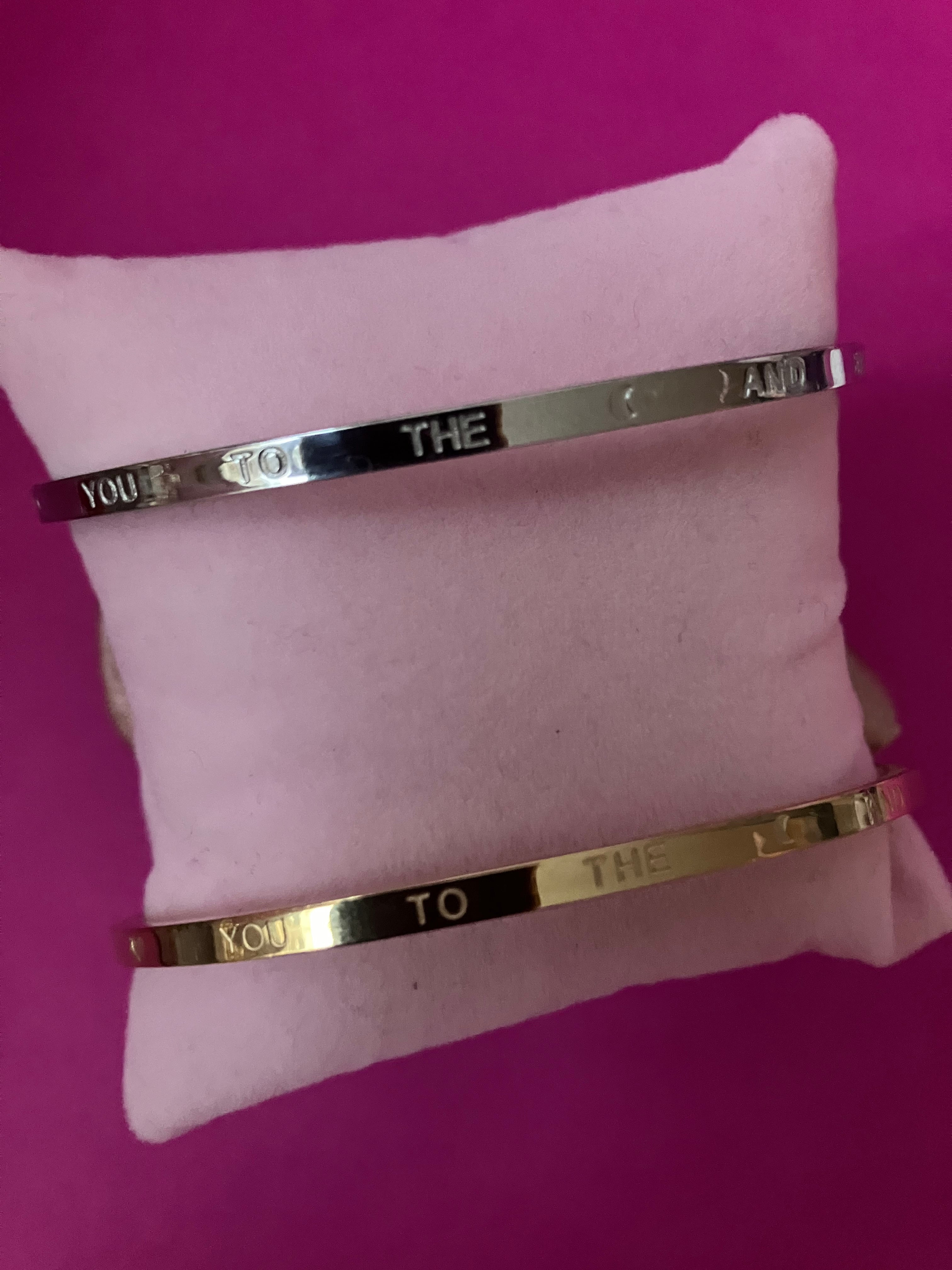 Bangle zlata zapestnica I LOVE YOU TO THE MOON & BACK / manjša