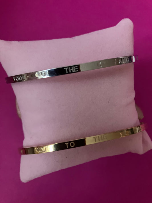 Bangle zlata zapestnica I LOVE YOU TO THE MOON & BACK / manjša