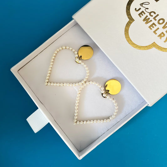 beSUMMER uhani okrogli HEART PEARLS